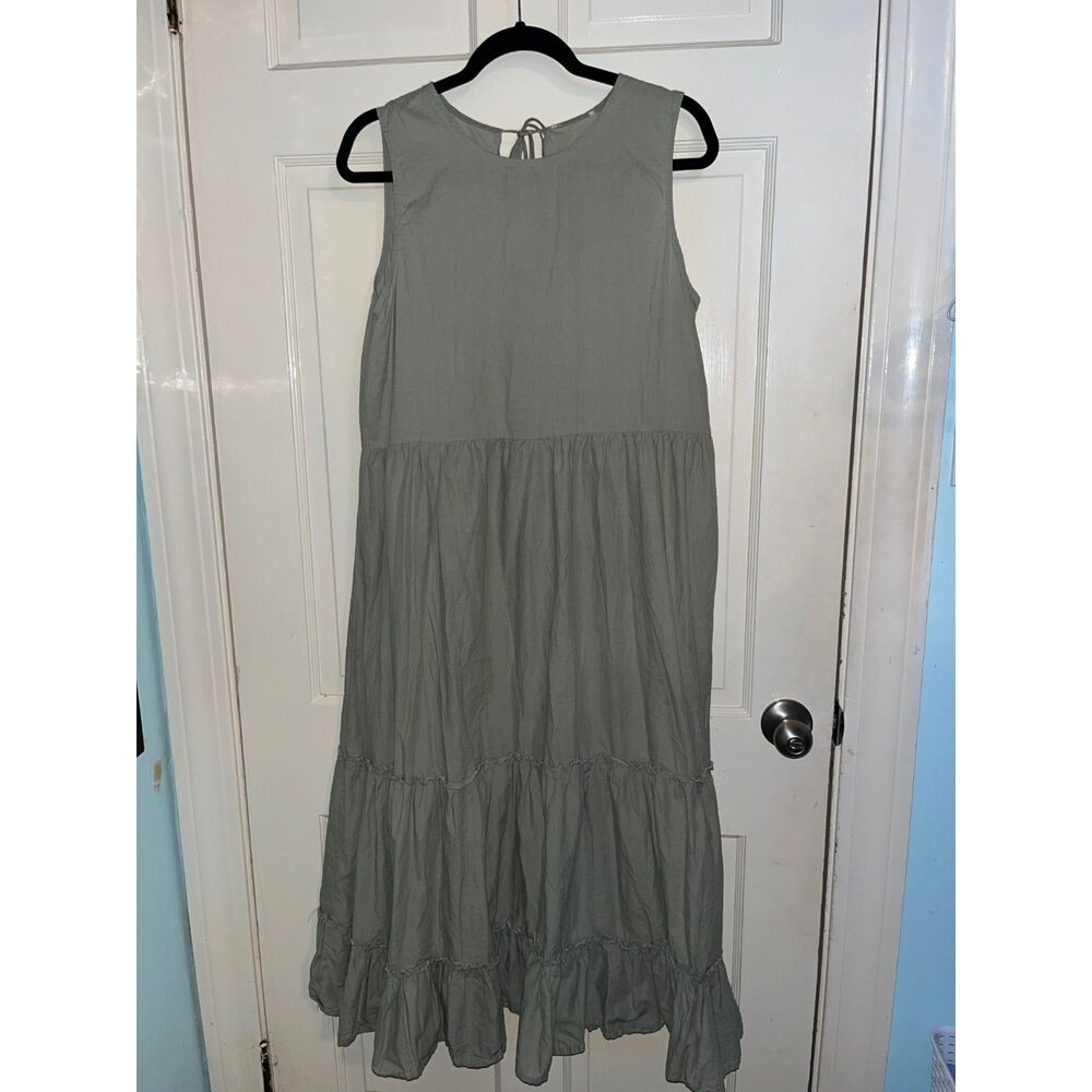 Nasty Gal Olive Green Tiered Maxi Dress